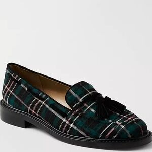 Ann Taylor Plaid Tassel Loafer Women's‎ Size 7 Pink Green And Black